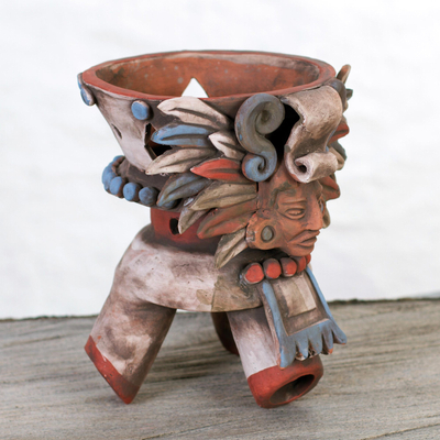 Ceramic incense holder, 'Eagle Omen' - Handcrafted Ceramic Incense Holder from Mexico