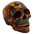 Ceramic sculpture, 'Story of Death' - Handcrafted Multicolor Ceramic Skull Sculpture from Mexico thumbail