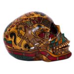 Ceramic sculpture, 'Story of Death' - Handcrafted Multicolor Ceramic Skull Sculpture from Mexico