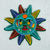 Ceramic wall art, 'Teal Sun' - Multicolored Sun Ceramic Wall Art from Mexico (image 2) thumbail
