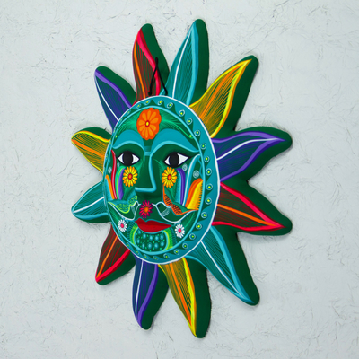 arte de la pared de cerámica - Arte de pared de cerámica con sol multicolor de México