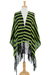 Cotton shawl, 'Chartreuse Journey' - Hand Woven Cotton Shawl Chartreuse Stripes from Mexico