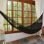 Hammock, 'Black Relaxation' (single) - Hand Woven Nylon Black Hammock (Single) from Mexico