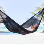 Hammock, 'Black Relaxation' (single) - Hand Woven Nylon Black Hammock (Single) from Mexico