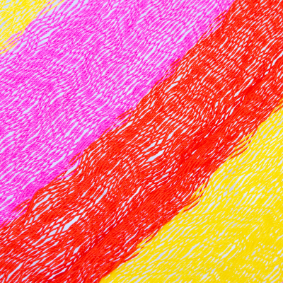 Hängematte, (einzeln) - Handgewebte rosa-gelbe Nylon-Hängematte (einzeln) aus Mexiko