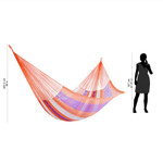 Hammock, 'Melon Stripe' (double) - Hand Woven Nylon Striped Hammock (Double) from Mexico