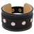 Leather wristband bracelet, 'Shining Dots' - Metal Accent Leather Wristband Bracelet Black from Mexico thumbail
