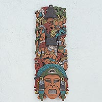 Máscara de cerámica, 'Historia Prehispánica' - Máscara Maya de Cerámica Pintada a Mano de México