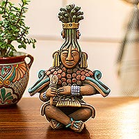 Ceramic sculpture, 'Mayan Astronomer'