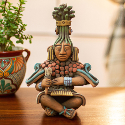 Escultura de cerámica - Escultura maya de cerámica pintada a mano de México