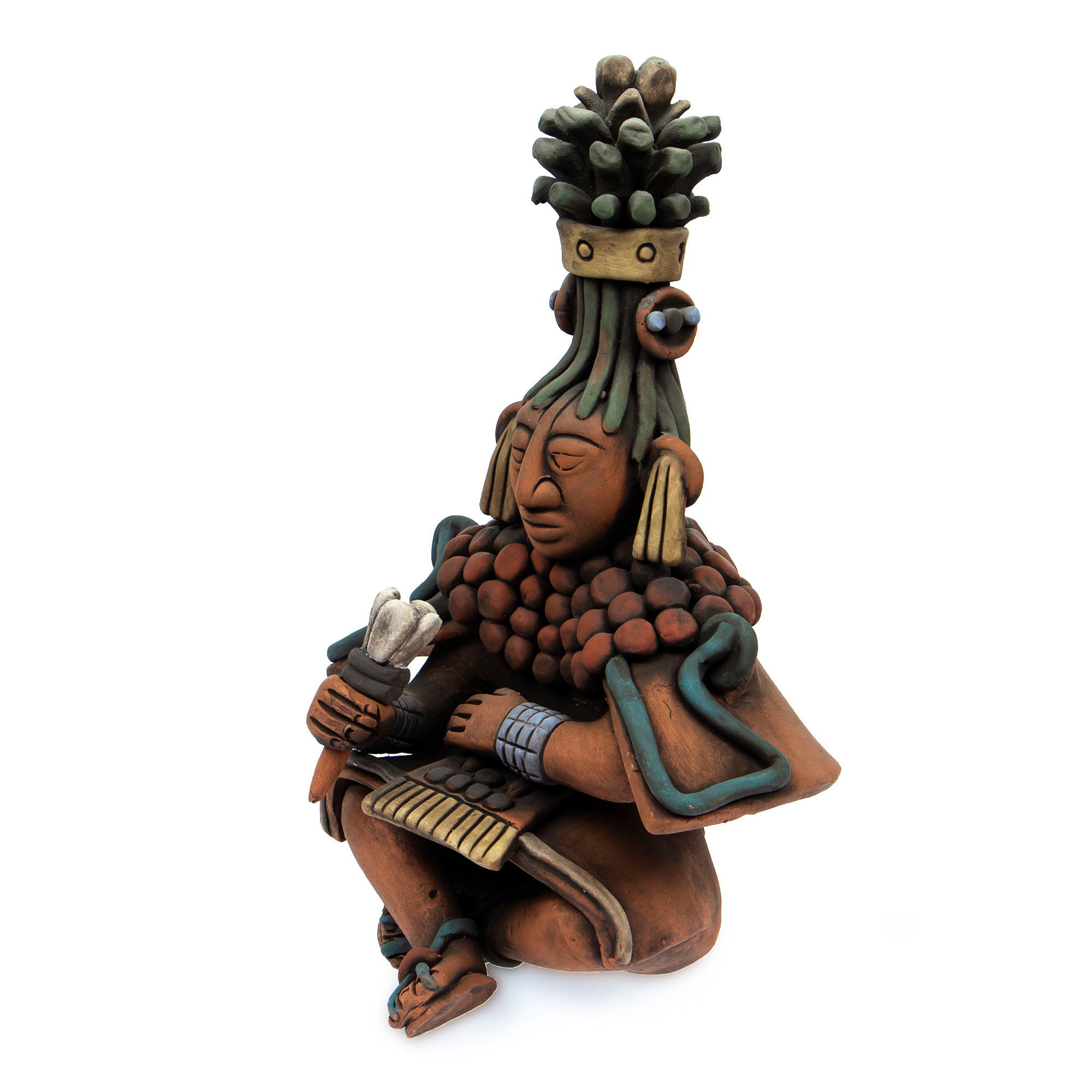 UNICEF Market Hand Painted Ceramic Mayan Sculpture from Mexico