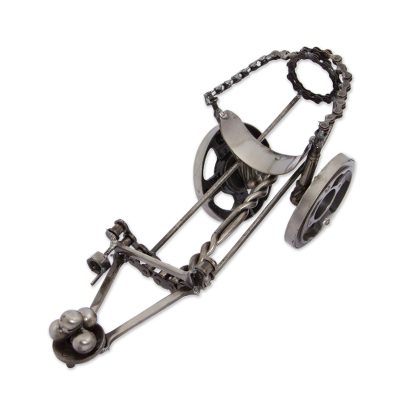 Recycled auto parts bottle holder, 'Cannon' - Recycled Metal Auto Parts Bottle Holder from Mexico