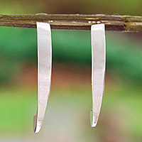 Sterling silver half-hoop earrings, 'Drops of Life'
