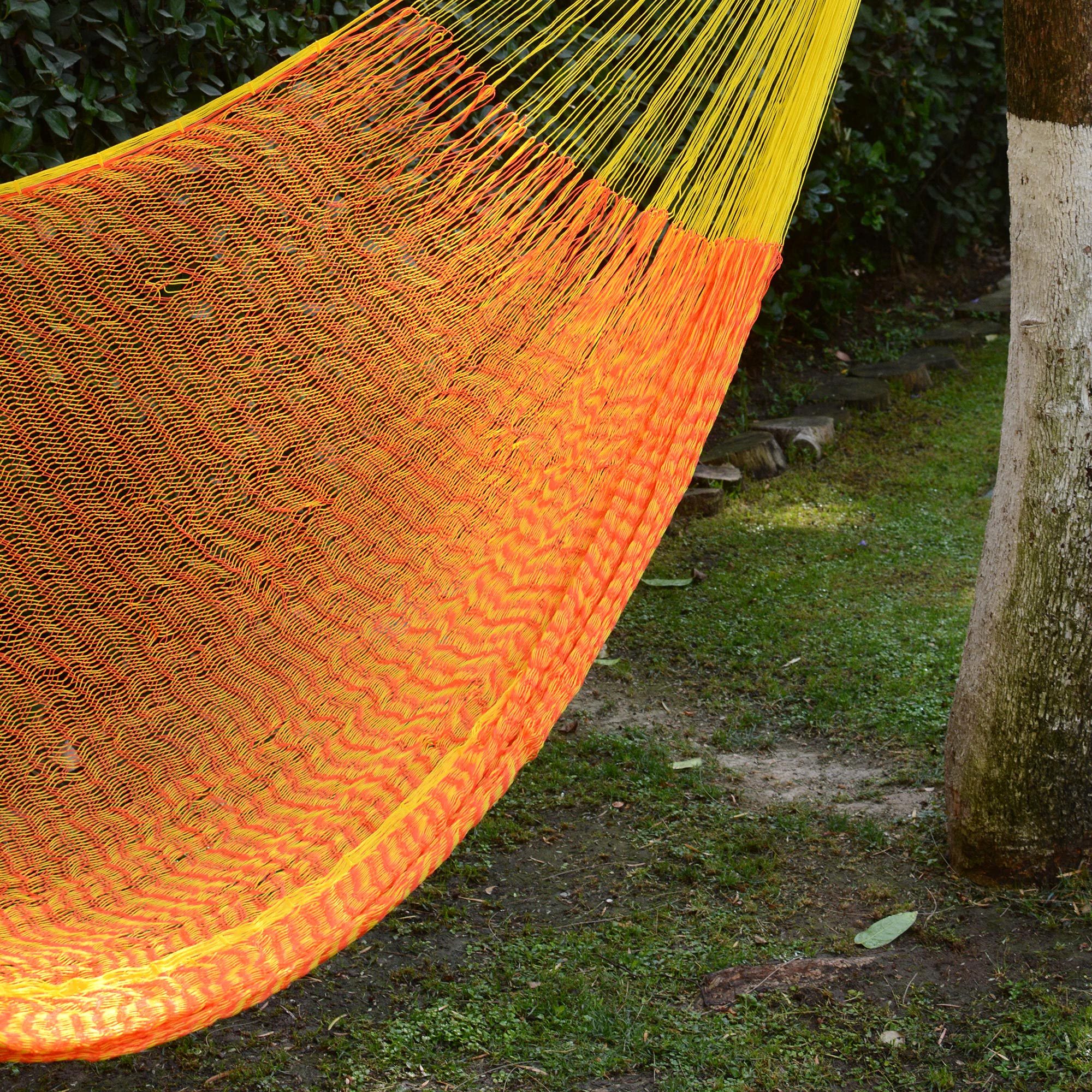 Nylon Rope Hammock in Daffodil and Tangerine (Single) Mexico Daffodil