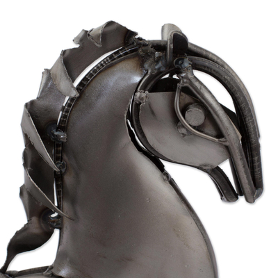Recycled auto parts sculpture, 'Metallic Horse' - Handmade Recycled Auto Parts Horse Sculpture