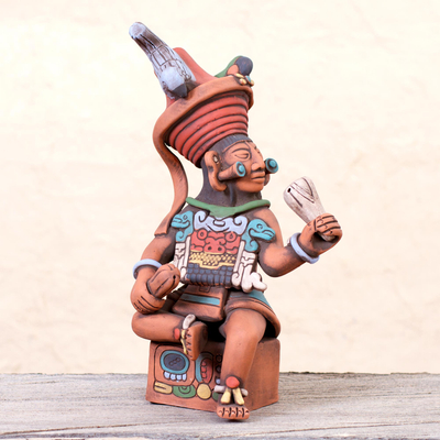 Keramikskulptur - Original signierte Keramikskulptur eines antiken Maya-Gouverneurs