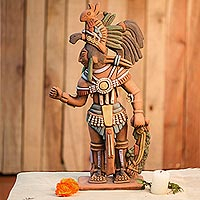 Ceramic sculpture, 'Chaan Muan, Maya Ruler'