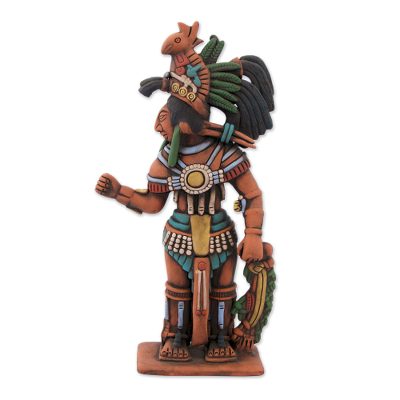 Ceramic sculpture, 'Chaan Muan, Maya Ruler' - Original Sculpture of Bonampak Maya Ruler Signed by Artist