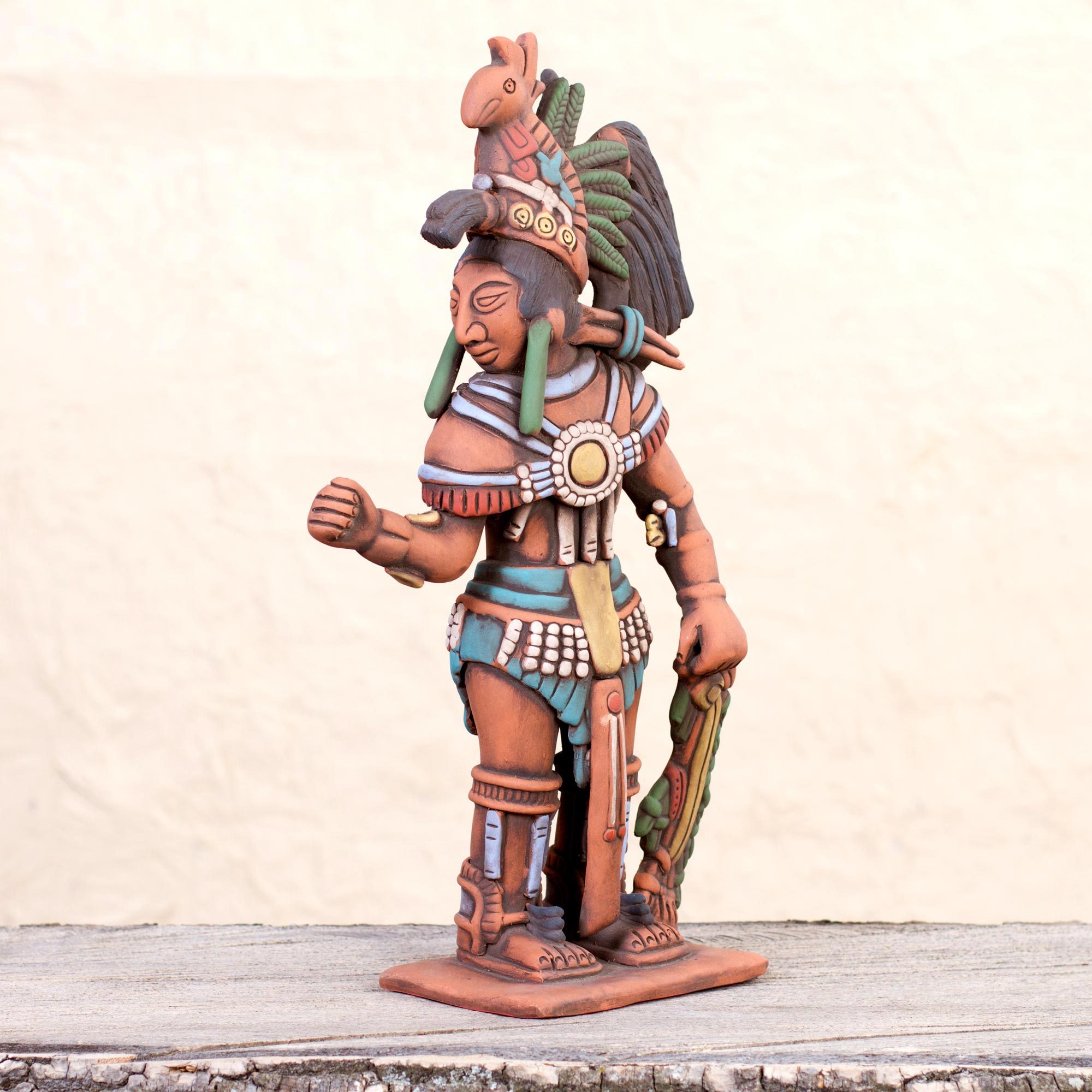 Original Sculpture of Bonampak Maya Ruler Signed by Artist Chaan Muan, Maya Ruler NOVICA