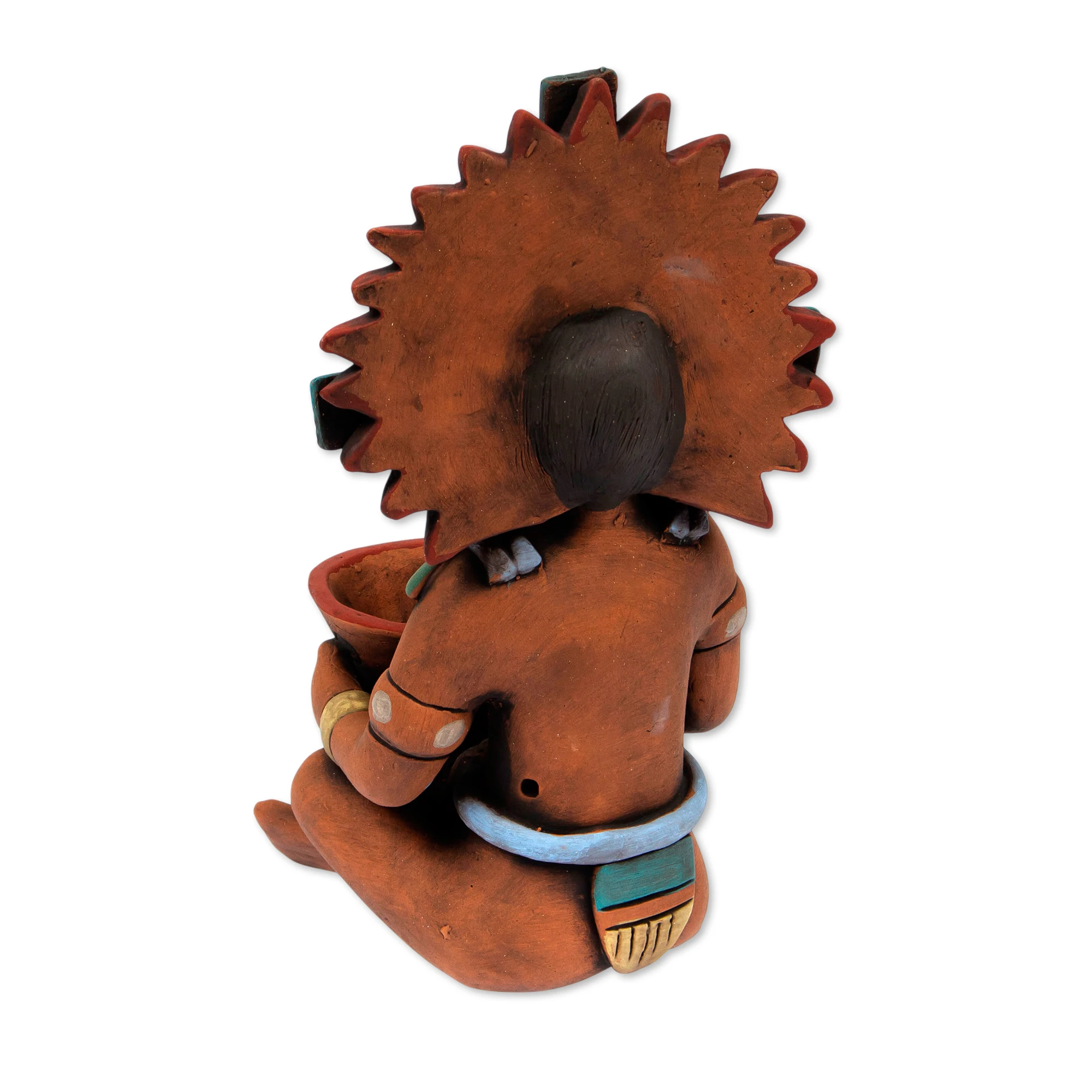 Highly Detailed Original Ceramic Sculpture of a Maya Man Maya with