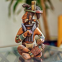 Ceramic sculpture, 'Palenque Lord'