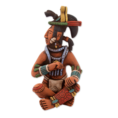Ceramic sculpture, 'Palenque Lord' - Original Ceramic Sculpture of a Maya Lord from Palenque