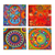 Decoupage wood coasters, 'Huichol Sun and Moon' (set of 4) - Four Decoupage Pinewood Mexican Sun and Moon Motif Coasters (image 2d) thumbail