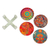 Decoupage wood coasters, 'Round Huichol' (set of 4) - Four Round Multicolored Mexican Pinewood Decoupage Coasters (image 2d) thumbail