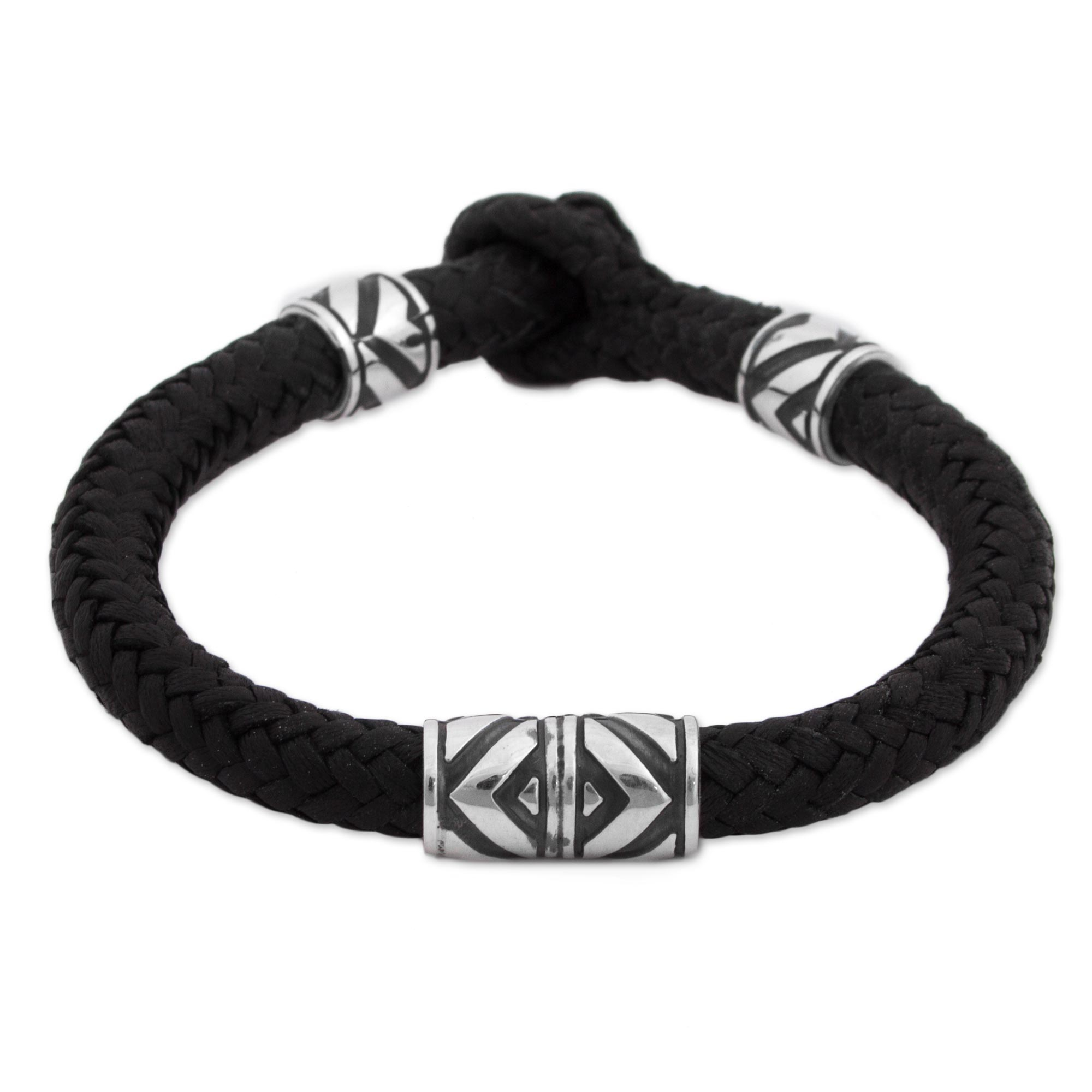UNICEF Market  Sterling Silver and Leather Wristband Bracelet