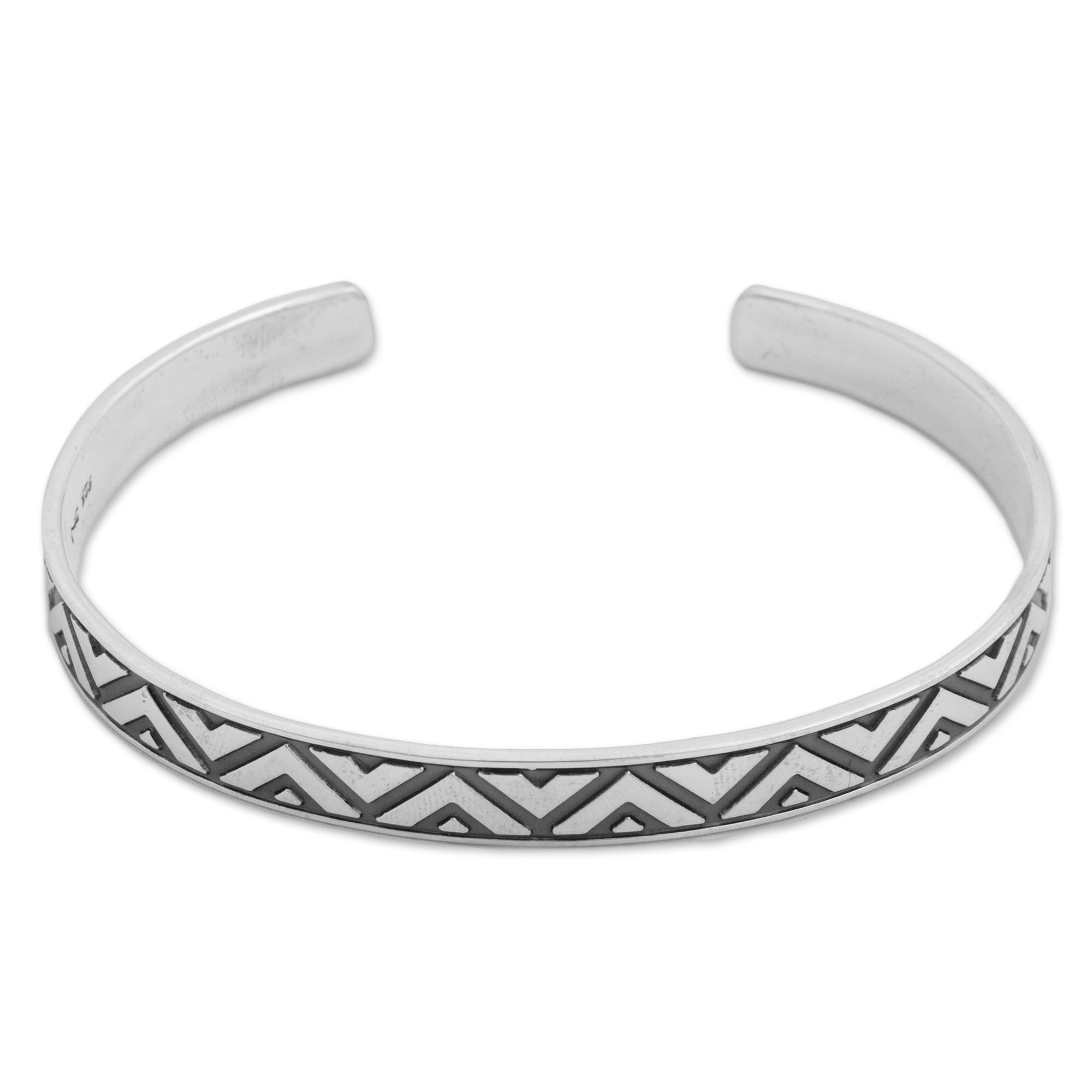 Sterling Silver Triangle Motif Cuff Bracelet from Mexico - Mexican ...