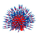 Copal wood alebrije, 'Cute Porcupine in Red' - Copal Wood Alebrije Porcupine Sculpture in Red and Blue