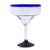Blown glass margarita glasses, 'Cobalt Contrasts' (set of 6) - Eco Friendly Set of Six Hand Blown Margarita Glasses