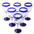 Blown glass wine goblets, 'Cobalt Contrasts' (set of 6) - Set of Six Eco Friendly Hand Blown Wine Goblets