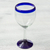 Blown glass wine goblets, 'Cobalt Contrasts' (set of 6) - Set of Six Eco Friendly Hand Blown Wine Goblets