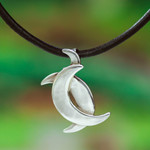 Sterling silver pendant necklace, 'Gemini Moon' - Taxco Sterling Silver Gemini Pendant Necklace from Mexico