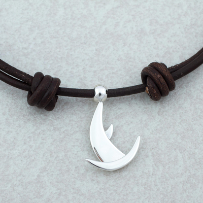 Sterling silver pendant necklace, 'Virgo Moon' - Taxco Sterling Silver Virgo Pendant Necklace from Mexico