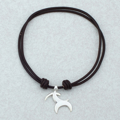 Sterling silver pendant necklace, 'Sagittarius Moon' - Taxco Sterling Silver Sagittarius Mexican Pendant Necklace