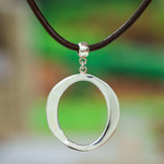 Sterling silver pendant necklace, 'Droplets of Life' - Taxco Sterling Silver Circle Pendant Necklace from Mexico