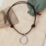 Sterling silver pendant necklace, 'Droplets of Life' - Taxco Sterling Silver Circle Pendant Necklace from Mexico