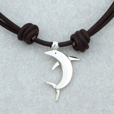 Collar colgante de plata esterlina - Collar con colgante de delfín de plata de ley de Taxco de México