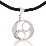 Sterling silver pendant necklace, 'Ometeotl' - Taxco Sterling Silver and Leather Pendant Necklace