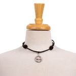 Sterling silver pendant necklace, 'Ometeotl' - Taxco Sterling Silver and Leather Pendant Necklace