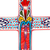 Ceramic wall cross, 'Red Lily' - Ceramic Wall Cross with Multicolored Motifs from Mexico