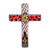 Ceramic wall cross, 'Flower Field' - Multicolored Ceramic Mexican Wall Cross with Floral Motifs (image 2a) thumbail