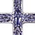 Ceramic cross, 'Blue Leaves' - Blue and Ivory Artisan Crafted Ceramic Mexican Wall Cross