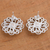 Sterling silver drop earrings, 'Sparkling Dahlia' - Sterling Silver and Ceramic Drop Earrings from Mexico (image 2f) thumbail