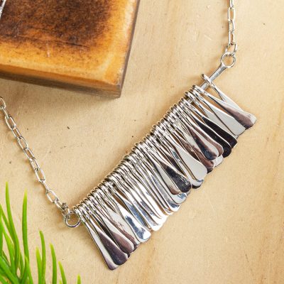 Sterling silver pendant necklace, 'Chime Garland' - Sterling Silver Pendant Necklace by Mexican Artisans