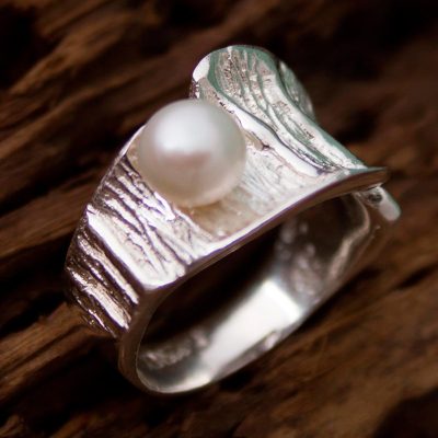 Cultured Pearl and Sterling Silver Cocktail Ring from Mexico