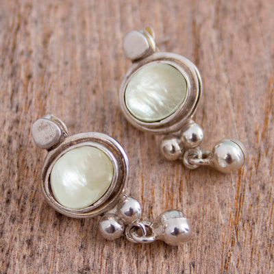 Cultured pearl drop earrings, Magic Aura
