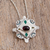 Garnet and malachite pendant necklace, 'Energy Center' - Garnet Malachite and 925 Silver Pendant Necklace from Mexico thumbail